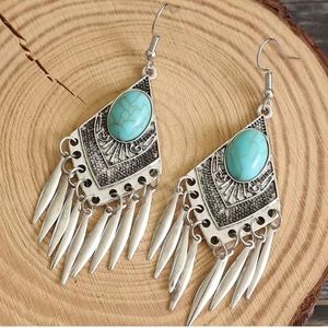 Dangle Earrings Turquoise Boho Gemstone